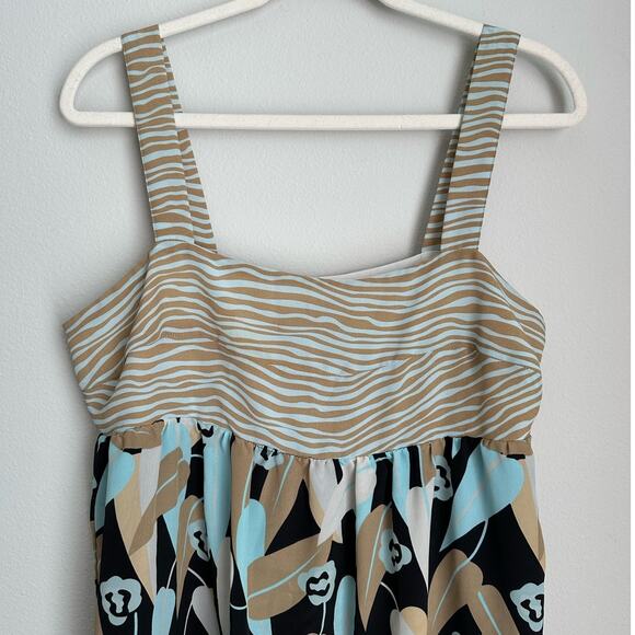 Vintage BCBGMAXAZRIA Y2K Blue Floral & Zebra Print Dress Women's Large - Picture 4 of 9